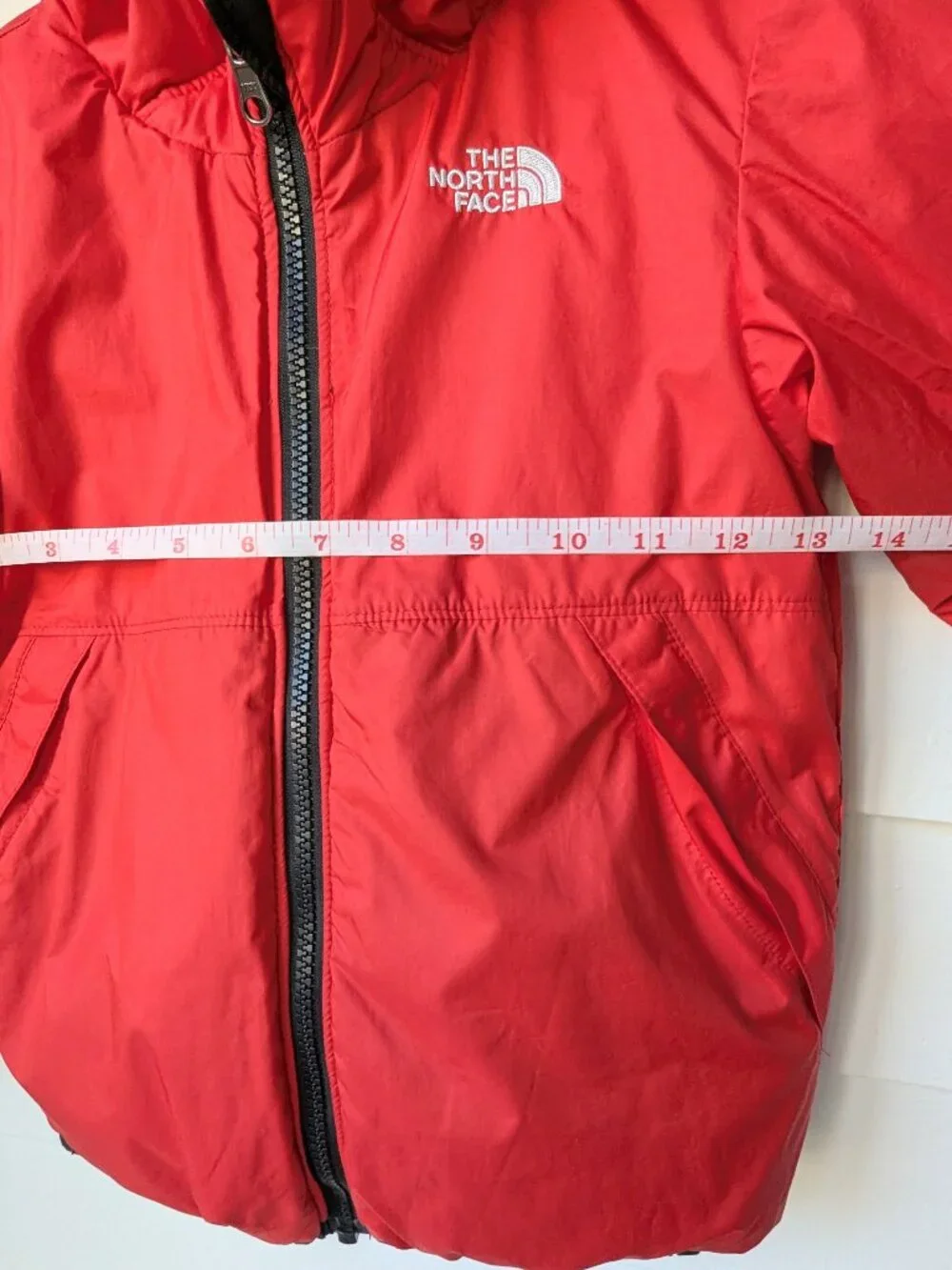 THE NORTH FACE 550 DOWN REVERSIBLE HOODED PUFFER JACKET TODDLER BOY 5T RED BLACK